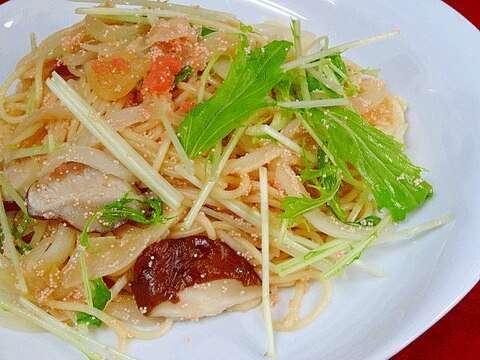 野菜たっぷりの☆　「たらこスパゲッティ」